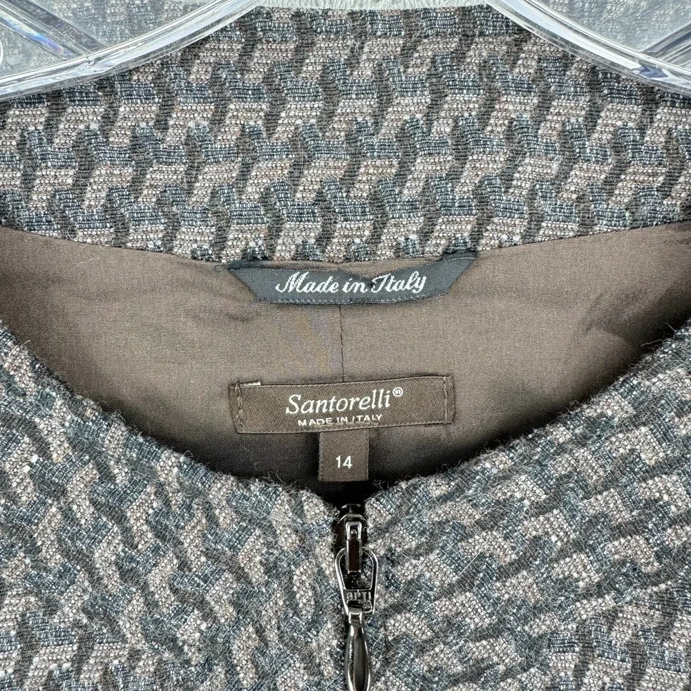 Santorelli Blazer Womens 14 Wool Full Zip Career Classic Lined Lightweight Brown